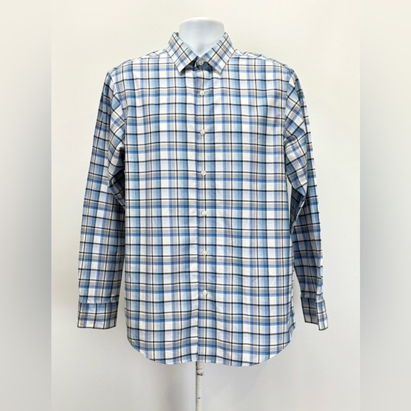 HART SCHAFNER MARX Blue and white plaid long sleeve button down shirt size L - Picture 5 of 12